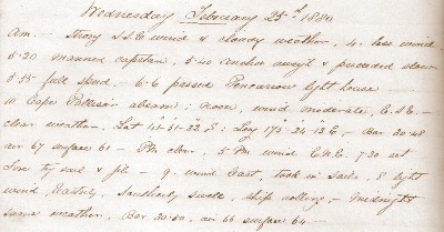 25 February 1880 journal entry